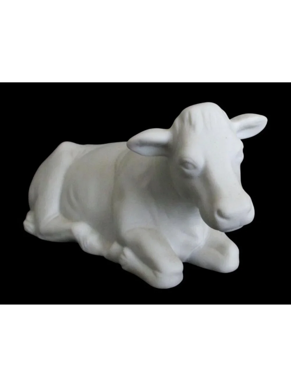 Vintage Avon Nativity Cow Figurine: 1987 Porcelain Bisque, Original Box